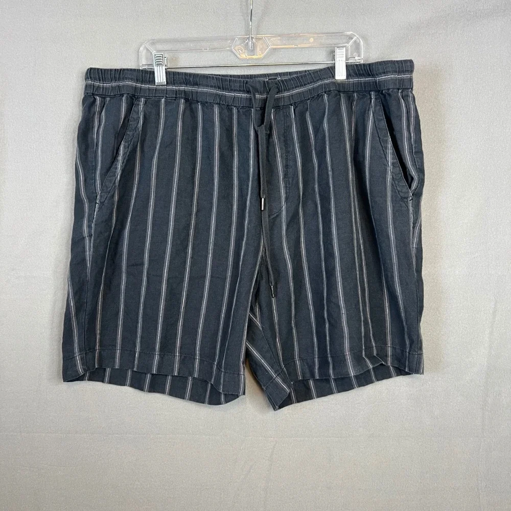 Vince Windsor Stripe Short Mens Size XXL 100% Hemp Drawstring Navy White NEW